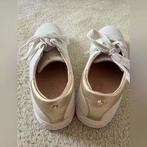 Kate Spade White & Gold Leather Sneakers Women 9.5 EUC